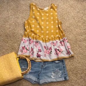 Gold Floral/Geometric Blouse - Final Sale